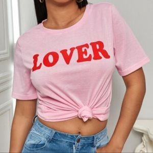 Shein light pink lover t shirt